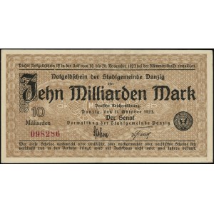 10 milliards de marks, 11.10.1923 ; pas de désignation de série, avec...