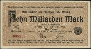 10 billion mark, 11.10.1923; no series designation, with...