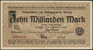 10 milliards de marks, 11.10.1923 ; pas de désignation de série, avec...