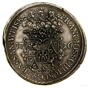 Thaler, 1716, Prague; Av: Crowned, five-field shield....