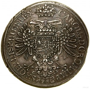 Thaler, 1716, Praha; Av: Korunovaný, pětipolní štít....