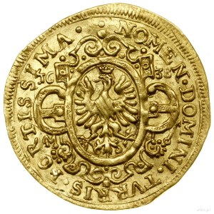 Ducat, 1638, Frankfurt; Av: Ve zdobeném čtverci, v p...