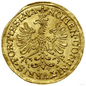 Ducat, 1646, Frankfurt nad Mohanem; Av: V ozdobném rámečku, v pěti...