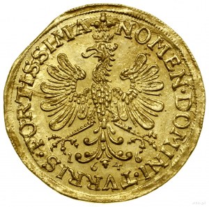 Ducat, 1646, Frankfurt nad Mohanom; Av: V dekoratívnej obrube, v piatich...