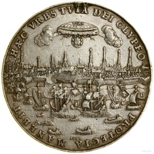 10 Dukaten (Druck in Silber), 1653; Av: Panorama der Hamb...