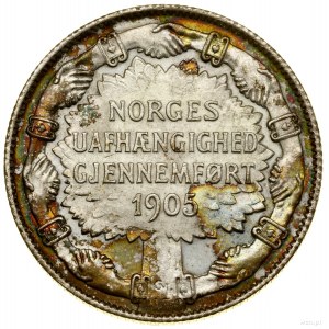 2 korony, 1907, Kongsberg; Niepodległość Norwegii, wari...