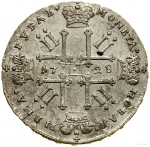 Rubl, 1728, Kadaševský dvůr (Moskva); na averzu mince je...