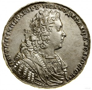 Ruble, 1728, Kadashevsky Dvor (Moscow); on the ruler's chest....