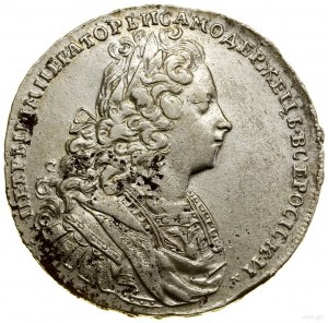 Ruble, 1729, Kadashevsky Dvor (Moscow); head of ruler ni...