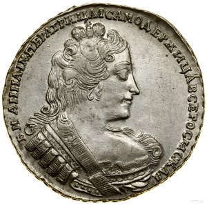 Rublo, 1733, Kadashevsky Dvor (Mosca); busto del sovrano di...