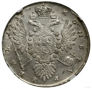 Rubel, 1735, Kadashevsky Dvor (Moscow); variety without a known...