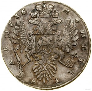 Rubl, 1736, Kadaševský dvůr (Moskva); tři perly na p...