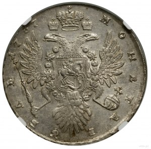 Ruble, 1737, Moscow; portrait of the ruler with three pearls....