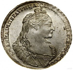 Ruble, 1736(?), Kadashevsky Dvor (Moscow); no pearls on the...