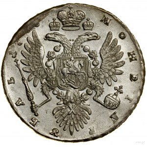 Ruble, 1736(?), Kadashevsky Dvor (Moscow); no pearls on the...