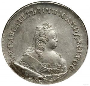 Ruble, 1742 СПБ, Saint-Pétersbourg ; à la fin de la légende de l'avers, dw...