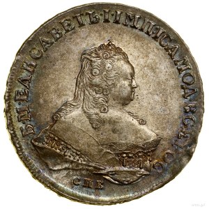 Ruble, 1752 СПБ ЯI, Sankt Peterburg; Bitkin 269, Diakov 2.26....