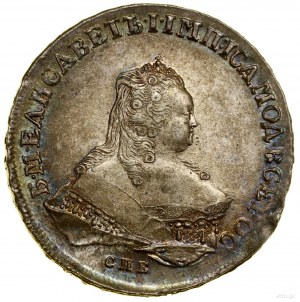 Ruble, 1752 СПБ ЯI, Sankt Peterburg; Bitkin 269, Diakov 2.26....