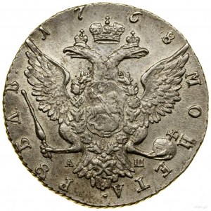 Rubl, 1768 СПБ АШ, Sankt Petěrburg; na rukávu odříznutá lite....
