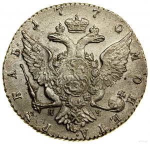 Rublo, 1770 СПБ ЯЧ, San Pietroburgo; sul taglio della manica lite....