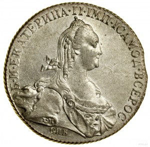 Rubľ, 1774 СПБ ФЛ, Sankt Peterburg; na rukáve odrezaná litera....