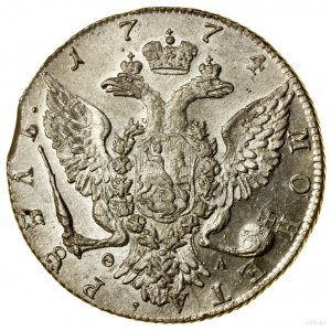 Ruble, 1774 СПБ ФЛ, Saint-Pétersbourg ; sur la manche coupée lite....