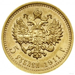 5 Rubel, 1911 ЭБ, St. Petersburg; Bitkin 37 (R), Сидоров 41....