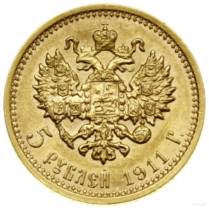 5 rubli, 1911 ЭБ, Petersburg; Bitkin 37 (R), Сидоров 41...