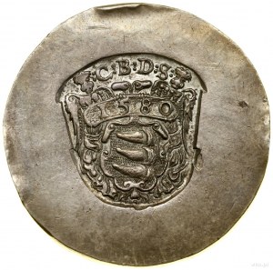 Thaler unilatéral, 1580, Sibiu ; Deux anges soutenant un...