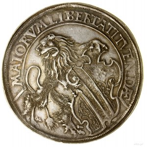 Thaler, 1588; Av: Lion holding city shield, MAIORVM....