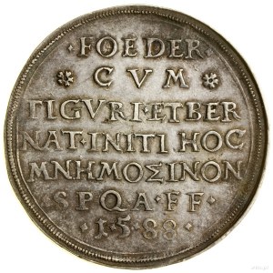 Thaler, 1588; Av: Lion holding city shield, MAIORVM....