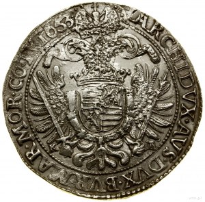 Thaler, 1653 KB, Kremnica; Av: Büste des Herrschers in einem Kranz....