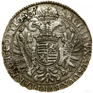 Thaler, 1656 KB, Kremnica; Av: Busta panovníka vo venci....