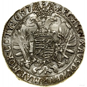 Thaler, 1657 KB, Kremnica; Av: Busta panovníka vo venci....