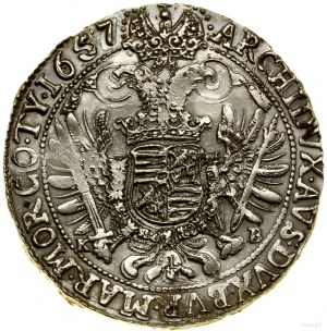 Thaler, 1657 KB, Kremnica; Av: Büste des Herrschers in einem Kranz....