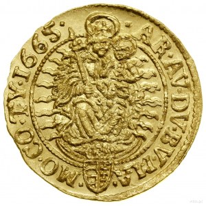 Ducat, 1665 KB, Kremnica; Av: Figure of king standing in ...