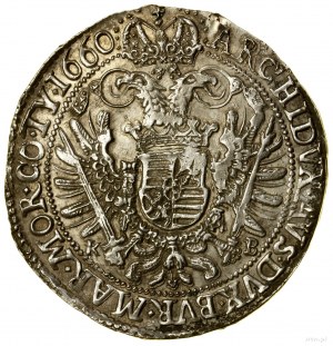 Thaler, 1660 KB, Kremnica; Av: Busto del sovrano in una corona di...