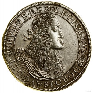 Thaler, 1661 KB, Kremnica; Av: busto del sovrano con corona di fiori....