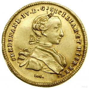 6 ducati (Dukaten), 1766 DeG, Neapel; unter der Büste italienische...