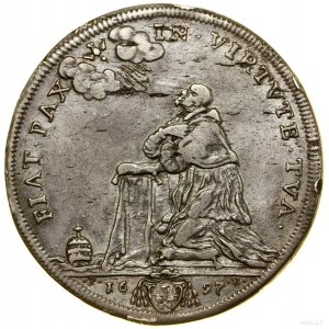 1/2 piastry, 1697, Rzym; na rewersie FIAT PAX IN VIRTVT...