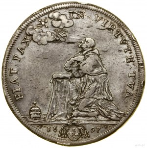 1/2 piastre, 1697, Rím; na reverze FIAT PAX IN VIRTVT....