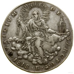 Scudo, 1818, Řím; 18. rok pontifikátu, na rubu mince A...
