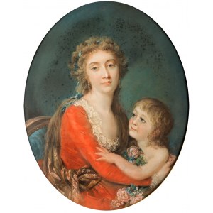 Anna Rajecka (przed 1762 Warszawa – 1832 Paryż) - Portret damy z dzieckiem