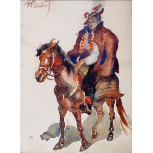 Fryderyk Pautsch (1887 Delatyn - 1950 Kraków) - Hucuł na koniu