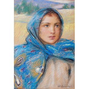 Stanisław Górski (1887 Kościan - 1955 Kraków) - Dziewczyna w niebieskiej chuście
