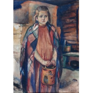 Teodor Grott (1884 Częstochowa - 1972 Kraków) - Dziewczynka w chuście, 1910 r.