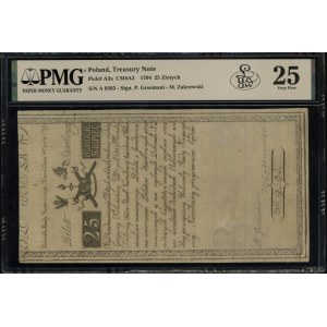 25 złotych polskich, 8.06.1794; seria A, numeracja 9393...