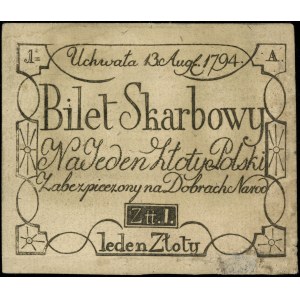 1 złoty polski, 13.08.1794; litera A; Lucow 42a (R9) - ...