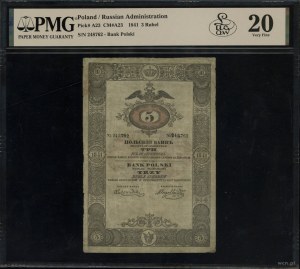 3 ruble srebrem, 1841; podpisy prezesa i dyrektora bank...