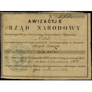 Awizacyja Rządu Narodowego, 1863; na papierze bez znakó...